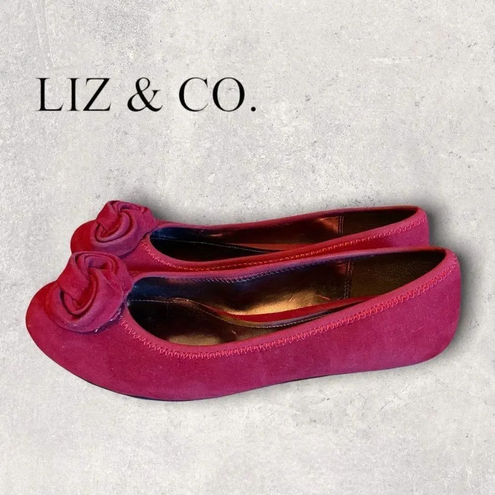 Liz & Co. Cardinal Red Rosette Ballet Flats 8